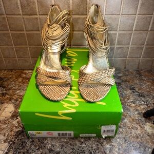 Sam & Libby Elegant Gold and Tan Women's Heels Size 8.5